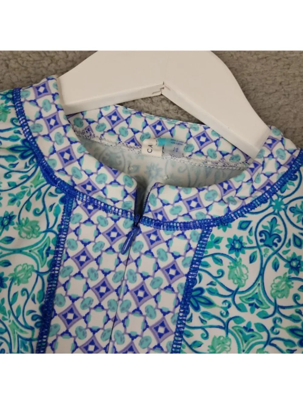 Cabana Life Rashgaurd Girl's Youth 14 Swim Paisley Floral Sun Protection Beach
